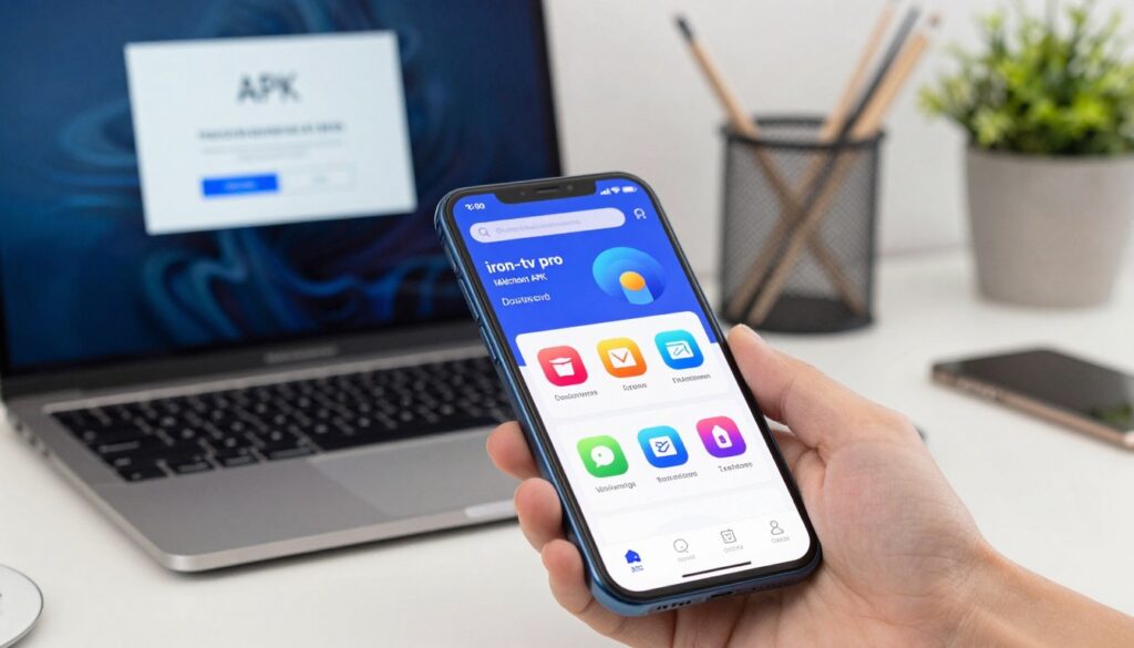 iron-tv pro télécharger APK sur smartphone, application IPTV premium 2026