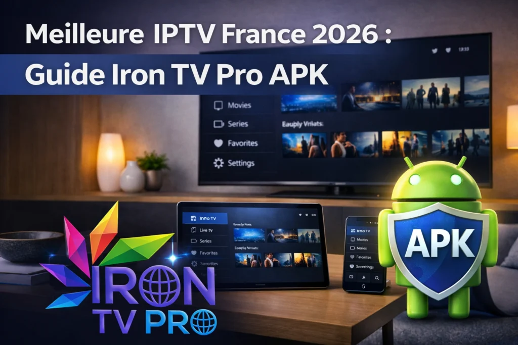 Iron TV Pro APK sur Smart TV, tablette et smartphone dans un guide Meilleure IPTV France 2026