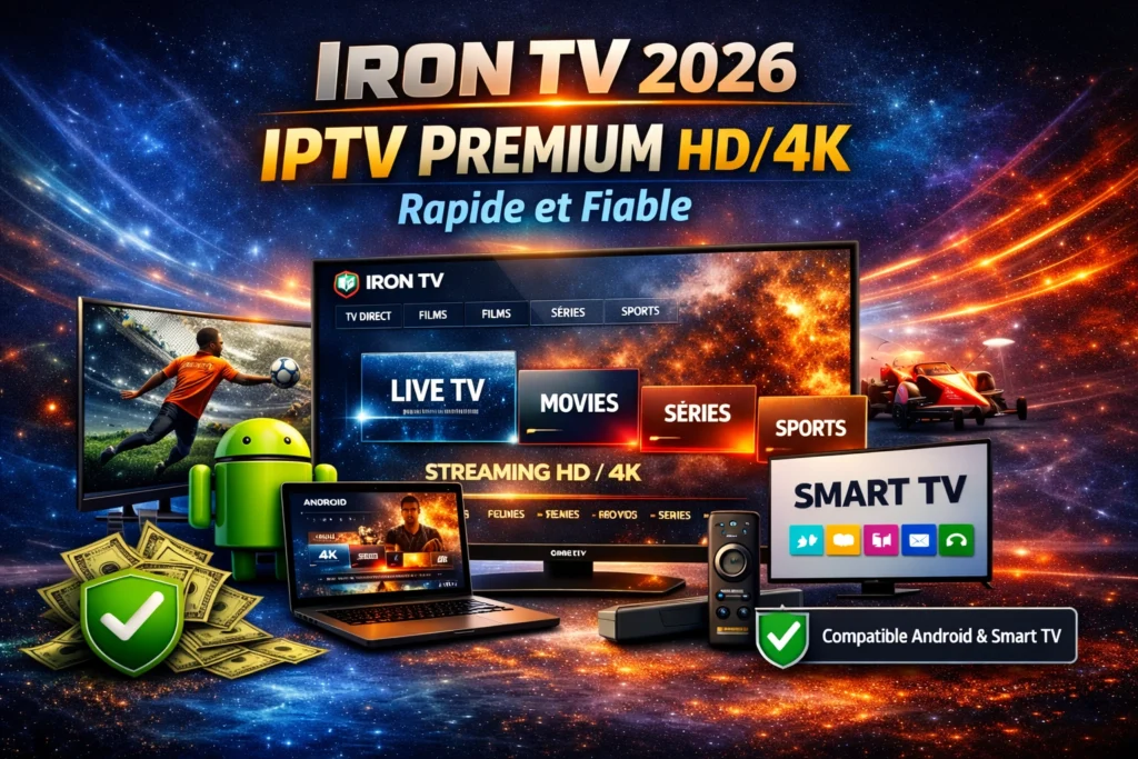 Miniature Iron TV 2026 avec IPTV Premium HD 4K compatible Android et Smart TV