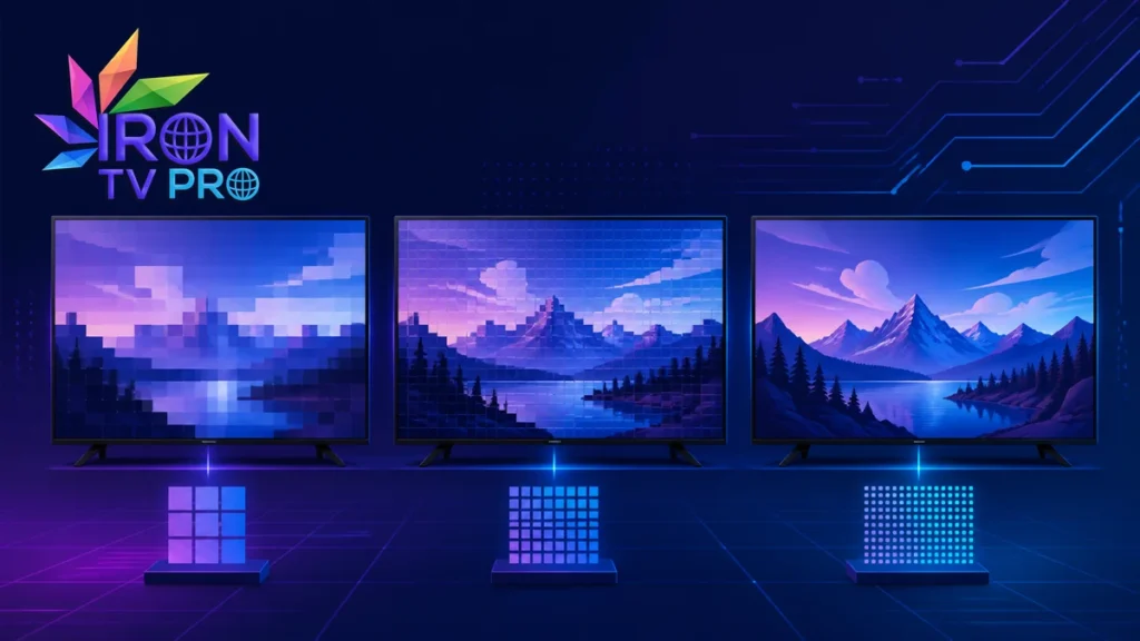 Iron TV Pro 4K Full HD HD comparaison résolution écrans
