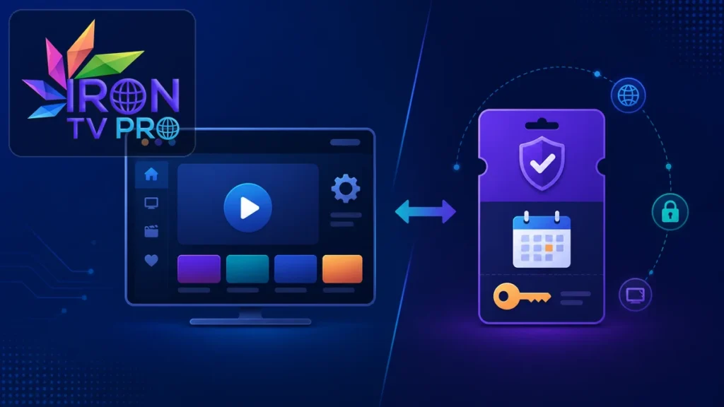 Iron TV Pro app vs abonnement différence lecteur accès