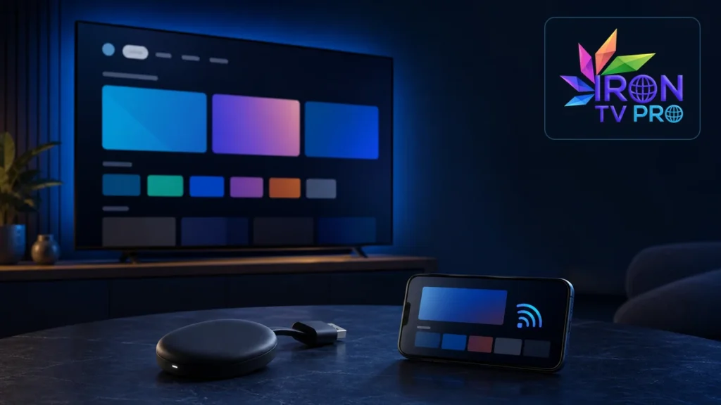 Iron TV Pro Chromecast sur Google TV et smartphone