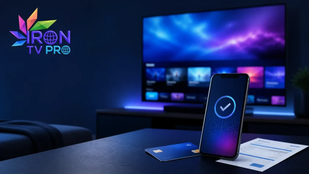 Iron TV Pro paiement avec facture, carte et validation sécurisée
